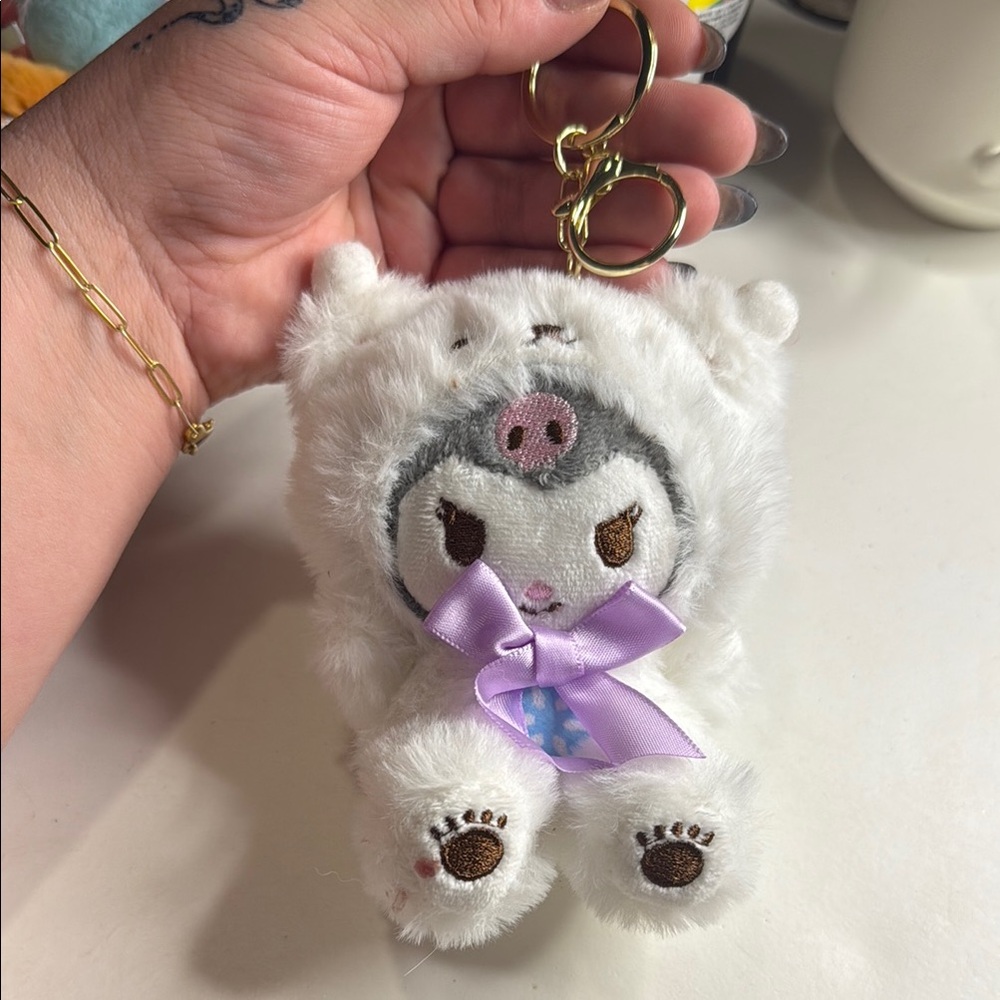 Kuromi Animal Keychain bag charm with Purple Bow